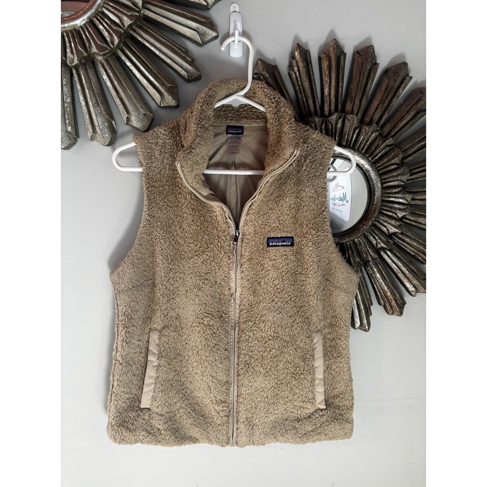 Patagonia Womens Los Gatos Fleece Vest Tan Beige Full‎ Zip Medium 25216